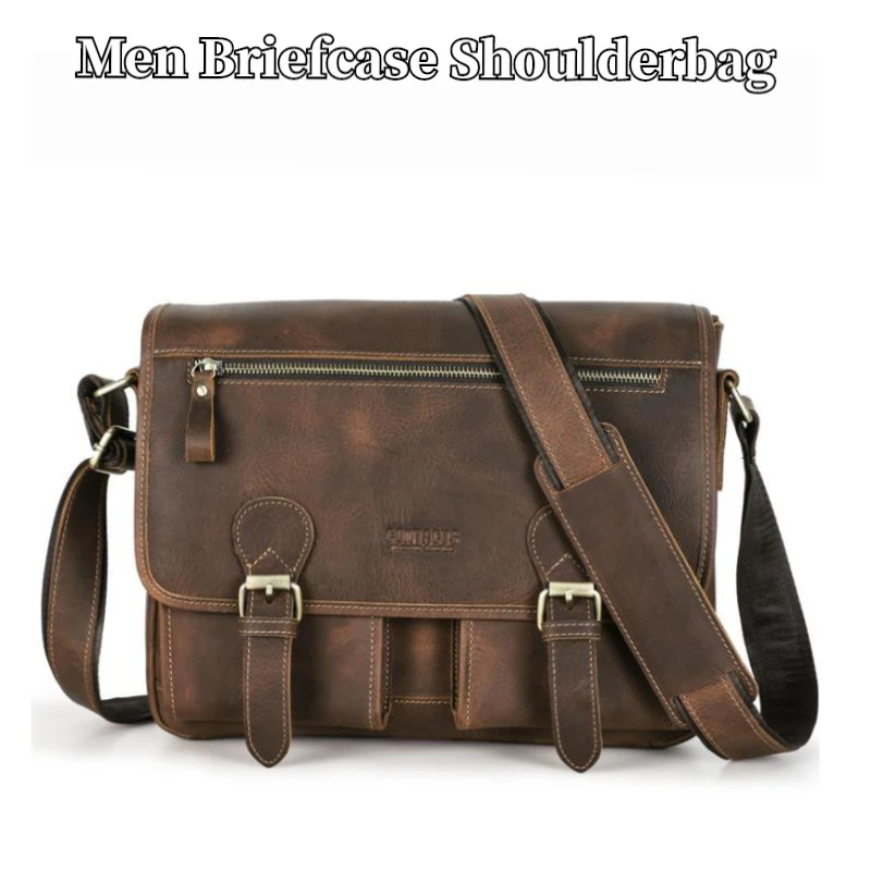 

Популярный мужской портфель Crazy Horse из натуральной кожи, сумка-мессенджер для мужчин, сумка на плечо, деловой портфель для ноутбука