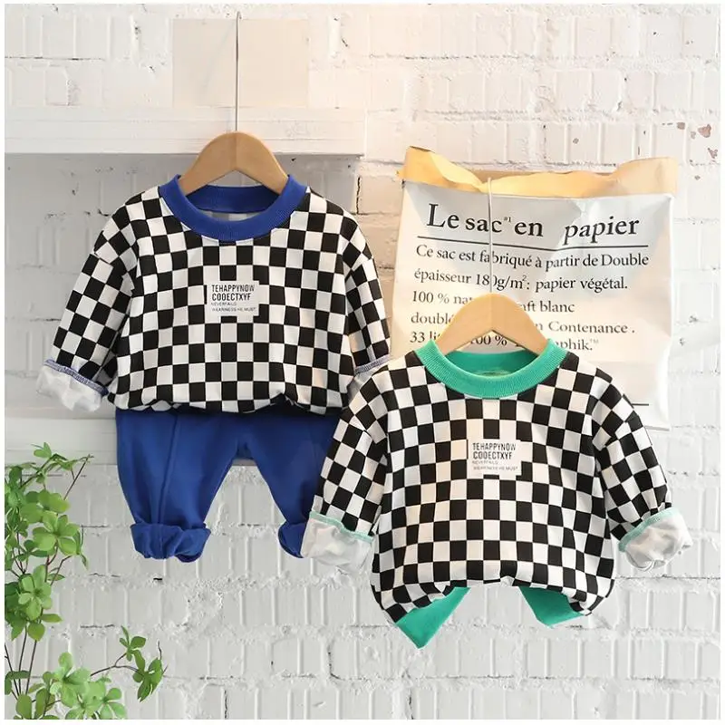 

Toddler Children Suits baby boy clothes Cartoon cotton striped hoodie+pants 2pcs Children Infant oufits Kids bebes sportwear