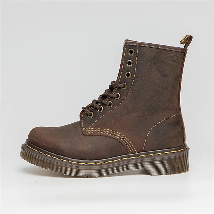 

2021s High Street Brand Crazy Horse Leather Martin Boots Streetwear Men Shoes Men's Casual Shoes Leather Boots Shoes for Women