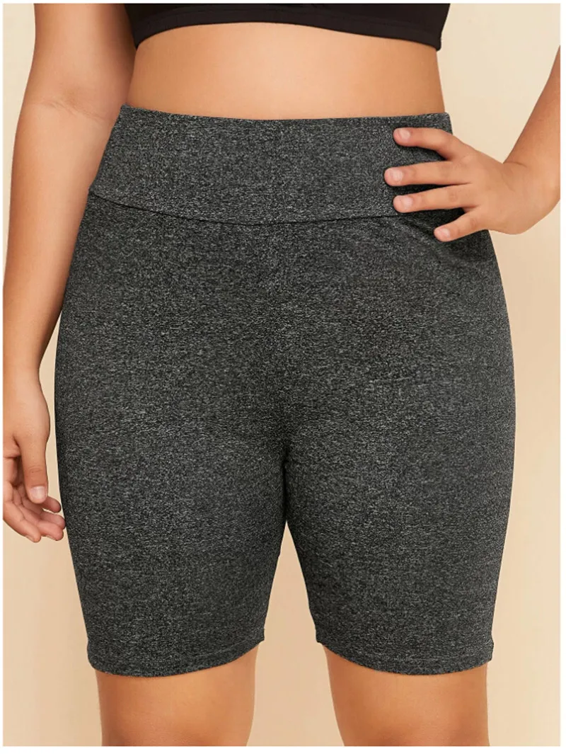 Летние сексуальные женские шорты с высокой талией однотонные размера плюс темно