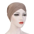 Женский тюрбан, однотонный мусульманский хиджаб, хлопковая внутренняя стандартная женская мусульманская повязка на голову, тюрбан, африканские Модные головные повязки