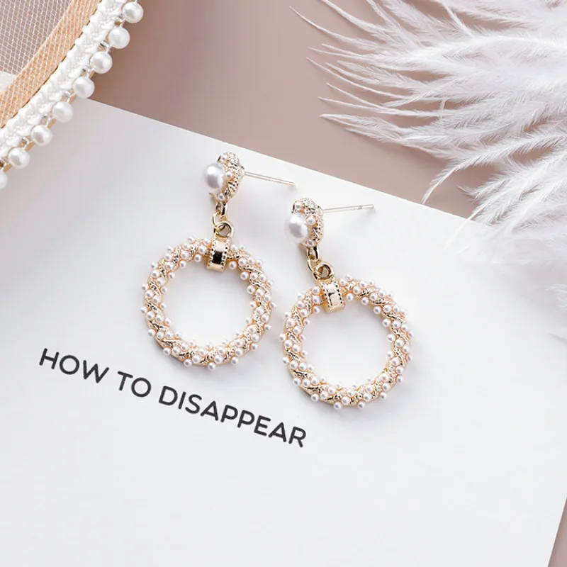 2021 барокко старинные жемчужные круглый свисающие серьги для женщин Корейские