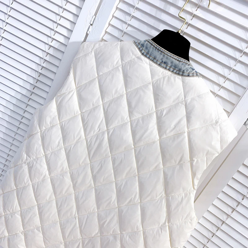 CHICEVER Лоскутные Джинсовые хлопчатобумажные Жилеты для женщин с v-образным вырезом