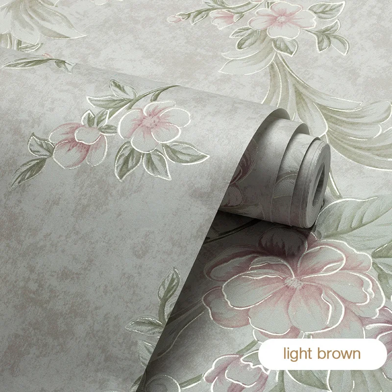 

American wallpaper living room background wall paper study pure paper wallpaper retro bedroom warm big flower