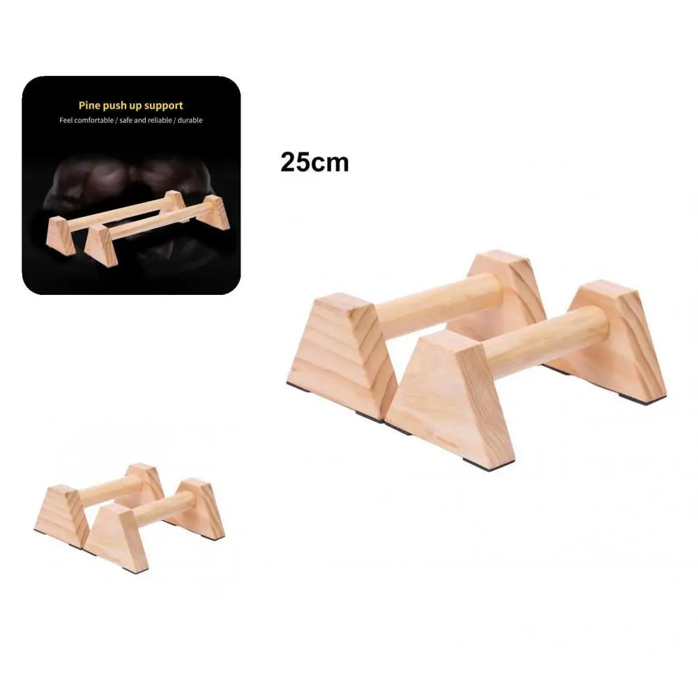 

Wear Resistant 1 Pair Useful Impact Resistant Push Up Stands Wood Parallettes Bar Lustred for Training