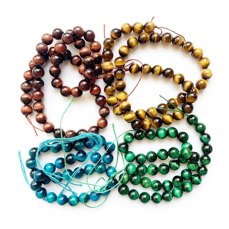 Natural Healing Crystal Beads Strand Gold Red Green Blue Tiger Eye Stone Loose Round 4 6 8mm | Украшения и аксессуары