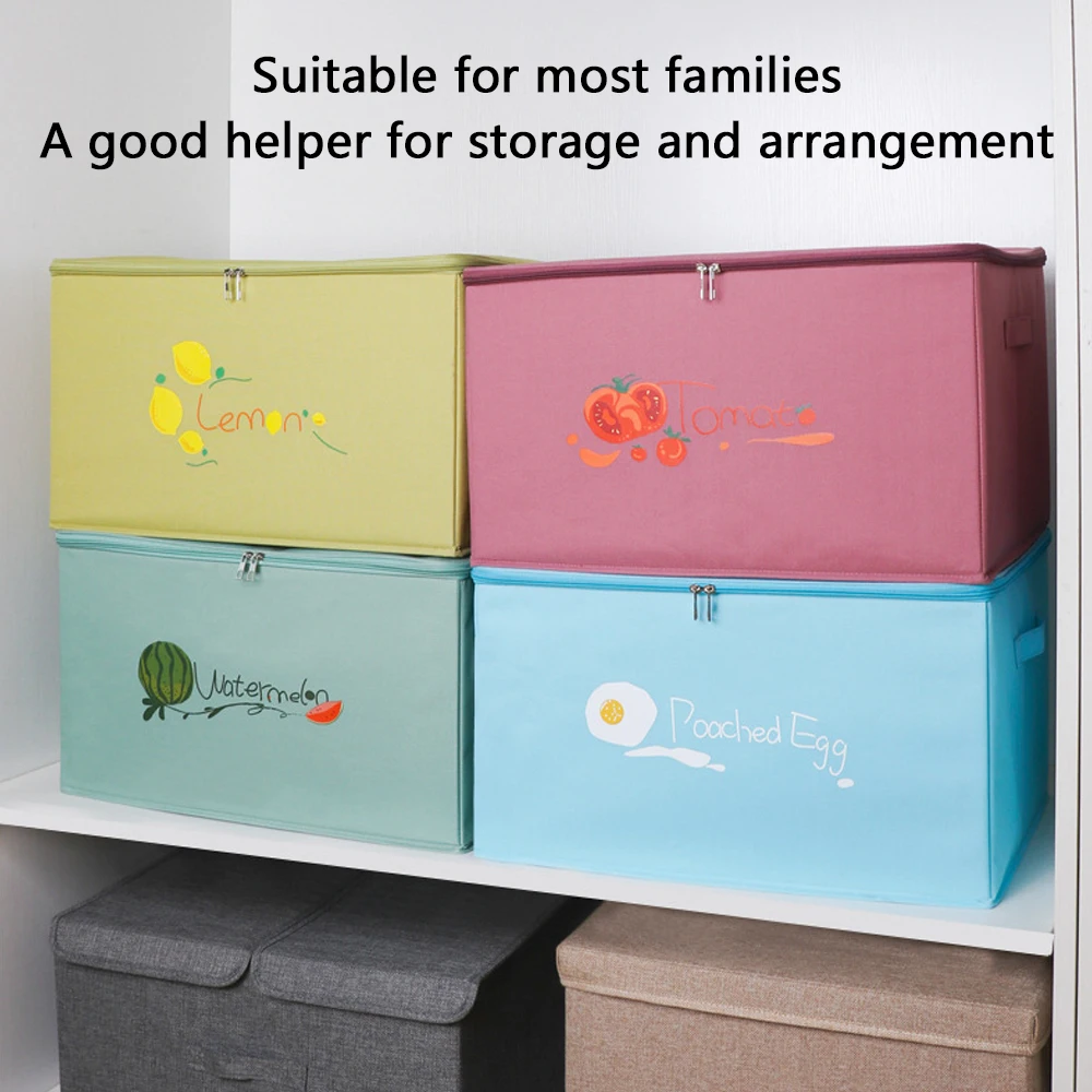 

Portable Folding Clothes Wardrobe Closet Kid Toy Quilt Storage Box Zipper Organizer Pillow Blanket Dust Boxes Household Items