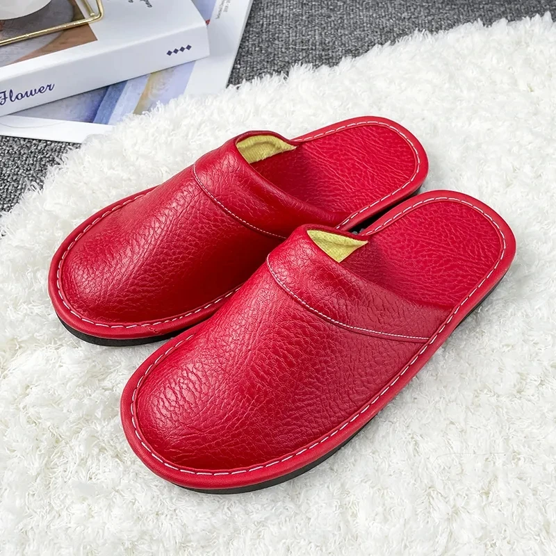 plus big size 47 48 unisex genuine leather slippers waterproof indoor house brand shoes men slippers 2022 new man women slippers free global shipping