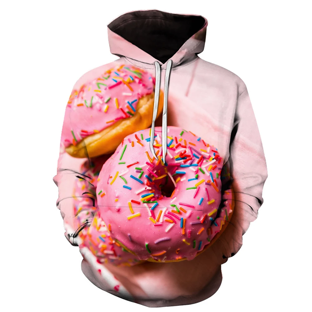 Новые модные женские толстовки с 3D принтом забавные капюшоном пончики шоколад