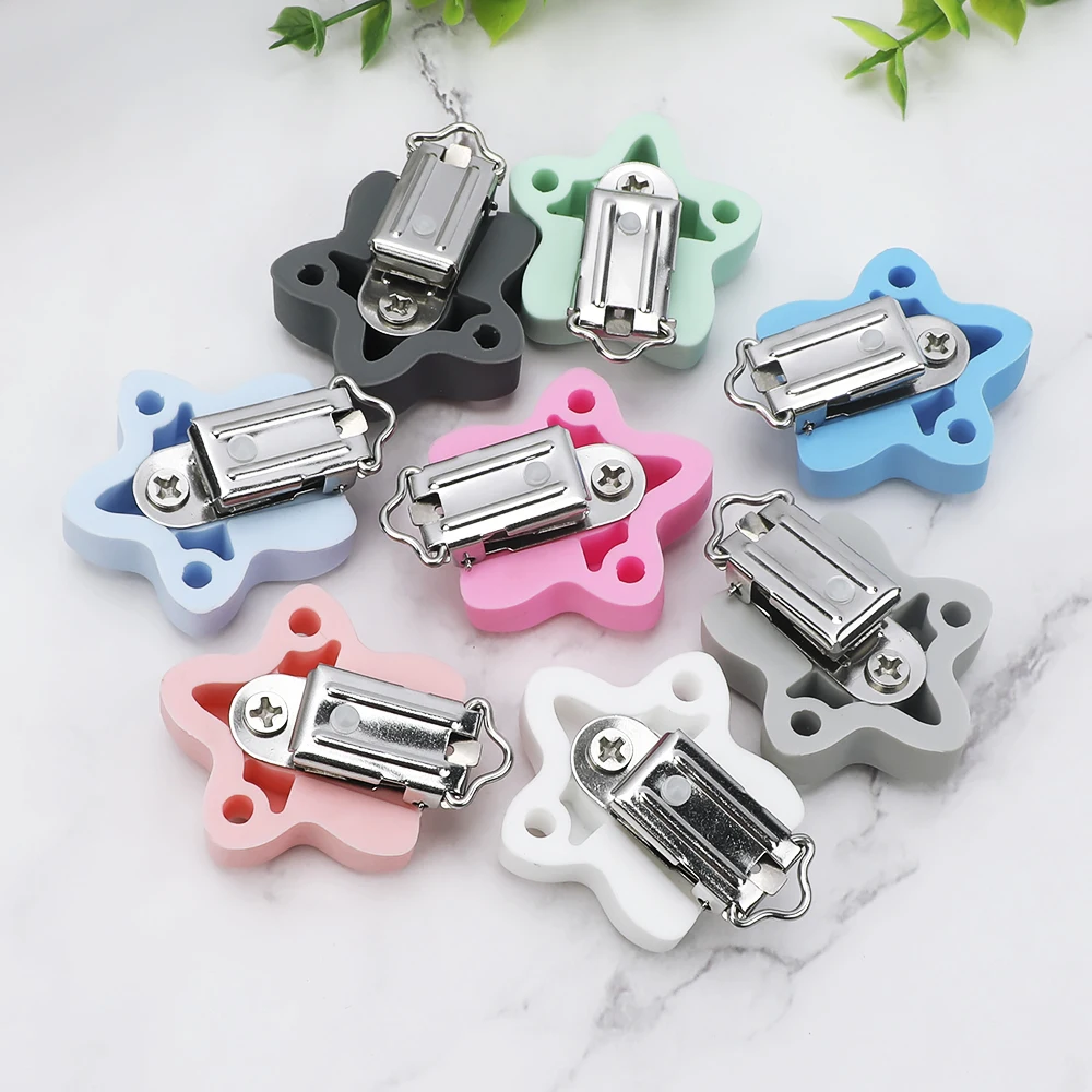 TYRY.HU 1PC Colorful Baby Pacifier Clip DIY Accessories Star Shape Silicone Safe Holder Anti-Fall Cute Clips