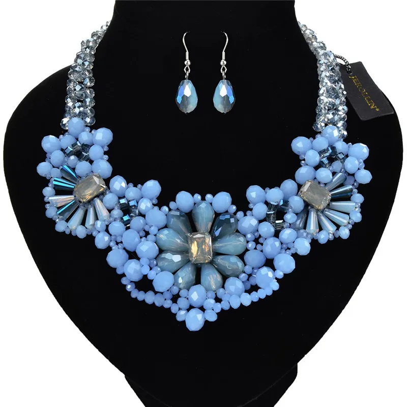 Женский комплект из колье и серёг с кристаллами|Ювелирные наборы| |