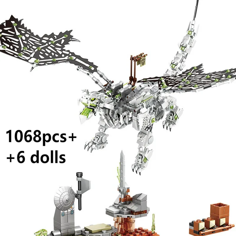 

1072Pcs+Ninja Dragon Knight Building Blocks Ninja Kai Cole Action Figures VS Skeleton Army DIY Assembling Bricks Kids Toys