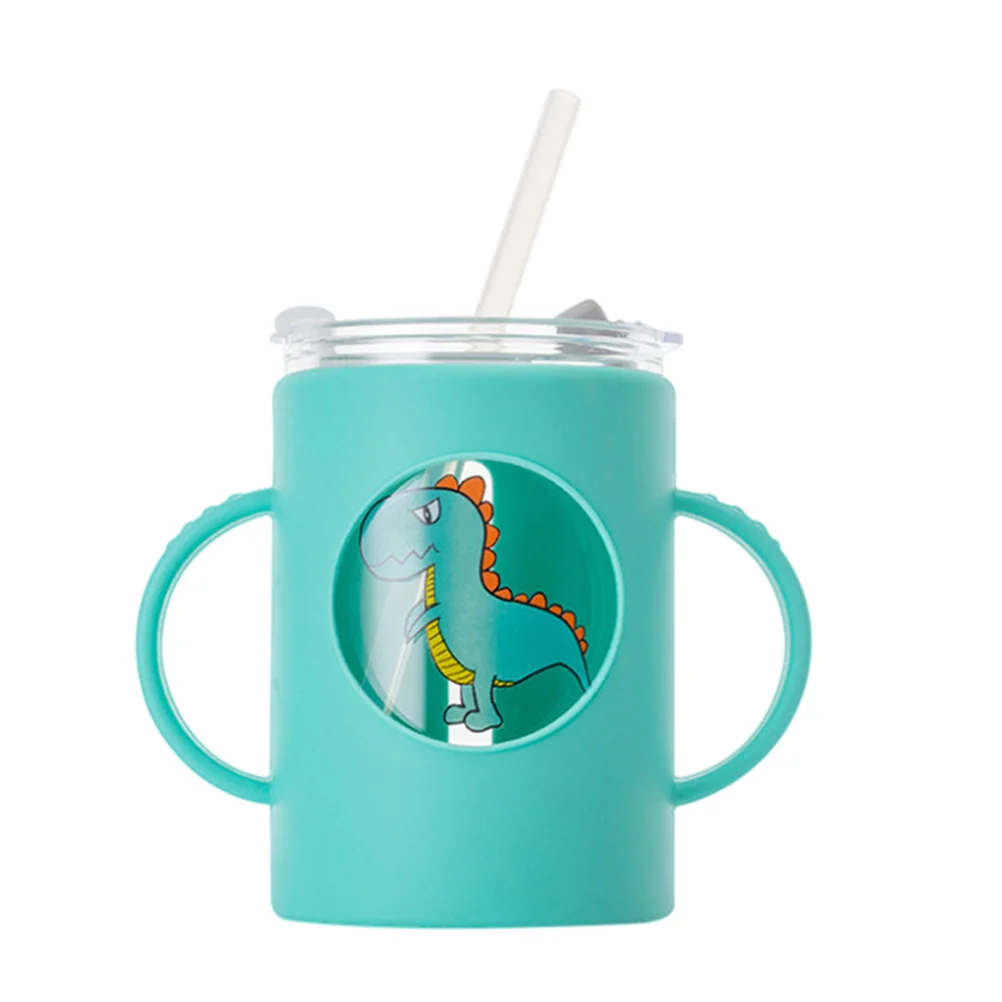 

Baby Cup Silicone Anti-scalding Coating Cup Glass Bottle 250ml Handle Cup