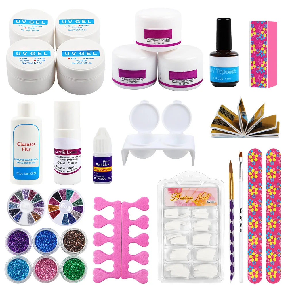 SET B COSCELIA, акриловый набор для ногтей, все для маникюра, инструменты для нейл-арта, акриловый порошок, маникюрные инструменты, набор, уф-гель, инструменты для педикюра, блеск для ногтей - Цвет: SET B
