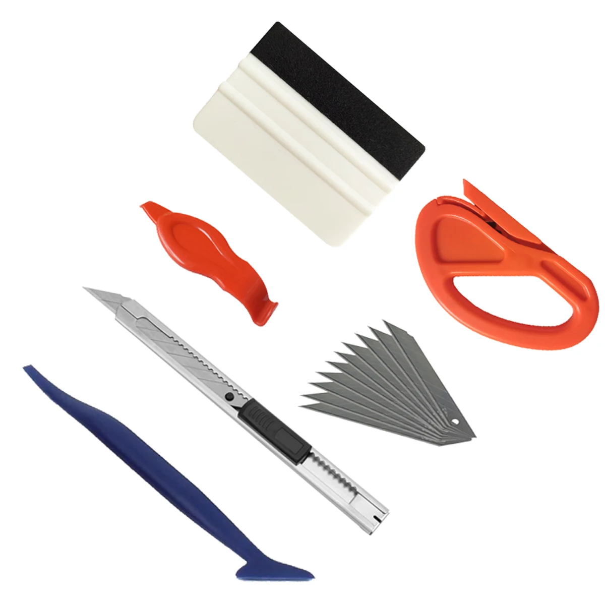 

6 in 1 Vehicle Wrap Tools Stick Squeegee Car Tinting Scraper Vinyl Stickers Film Paper Cutting Tools Window Tint Tools K131