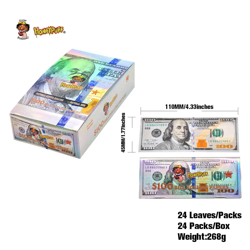 

24Booklets/Lot 110mm funny Dollar and Euro Pattern Rolling tube Used to Making Cigarette Tubes for Weed Smoking Accessories