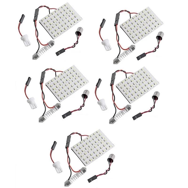 Светодиодная лампа 6 Вт DC12 купольная панельная 48smd 3528 с 3 адаптерами гирлянда Ba9s