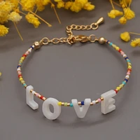 shinus miyuki rainbow bracelets simple beaded bracelet for women jewelry bijoux femme adjustable shell love letter pulsera