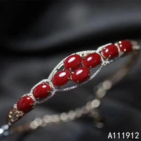 kjjeaxcmy fine jewelry natural red coral 925 sterling silver new women hand bracelet wristband support test luxury