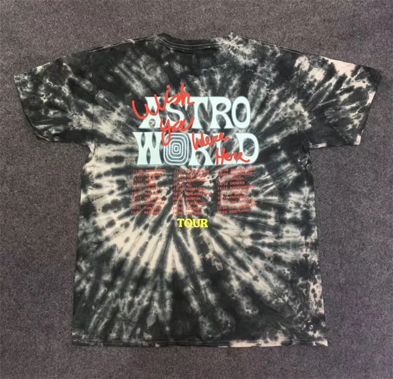 19SS астронавт черный галстук DIE Astroworld футболка для мужчин и женщин 1:1