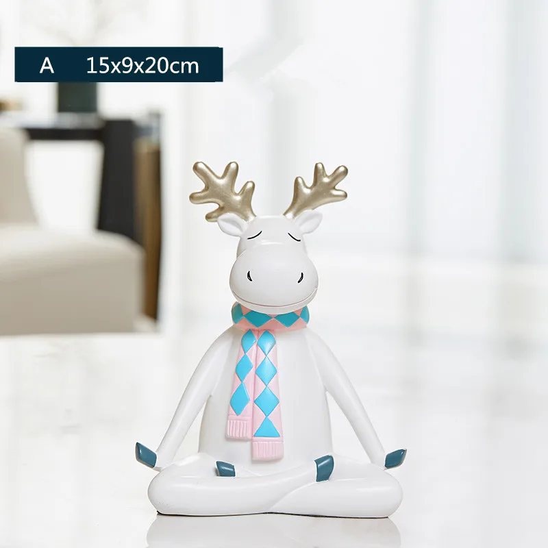 

Nordic Yoga Elk Decoration Cute Creative Modern Simple Home Decoration Resin Crafts living room decor