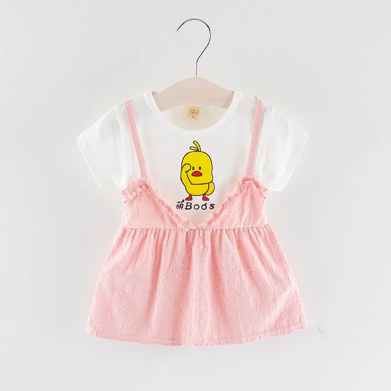 Хлопковый сарафан с короткими рукавами изображением маленькой желтой утки из 2