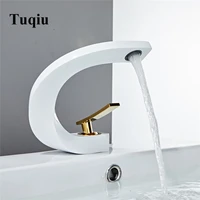 tuqiu basin faucet white and gold bathroom mixer tap brushed goldnickelchrome wash basin faucet hot and cold sink faucet new