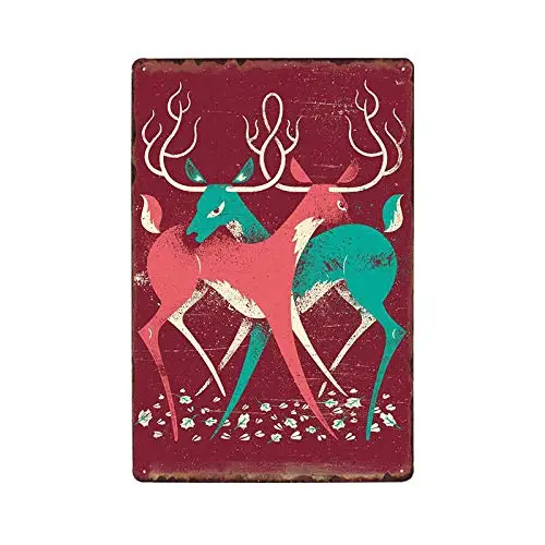 

Animal Deer Cute Theme 8x12 Inch Metal Tin Sign Poster Elk Vintage Tin Sign Deer Head Plaque Retro Bar Pub Wall Decor Study Kitc