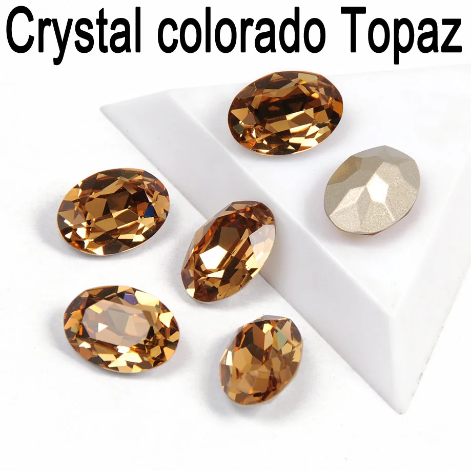 Light Colorado Topaz CTPA3bI Красочный Кристалл для нашивки Стразы с когтями стекло материал страз овальной формы швейная одежда Свадебный вечерний чехол для одежды - Цвет: Light Colorado Topaz