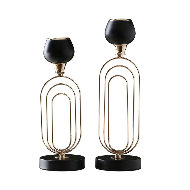 Скандинавский стиль геометрический подсвечник черный обеденный стол