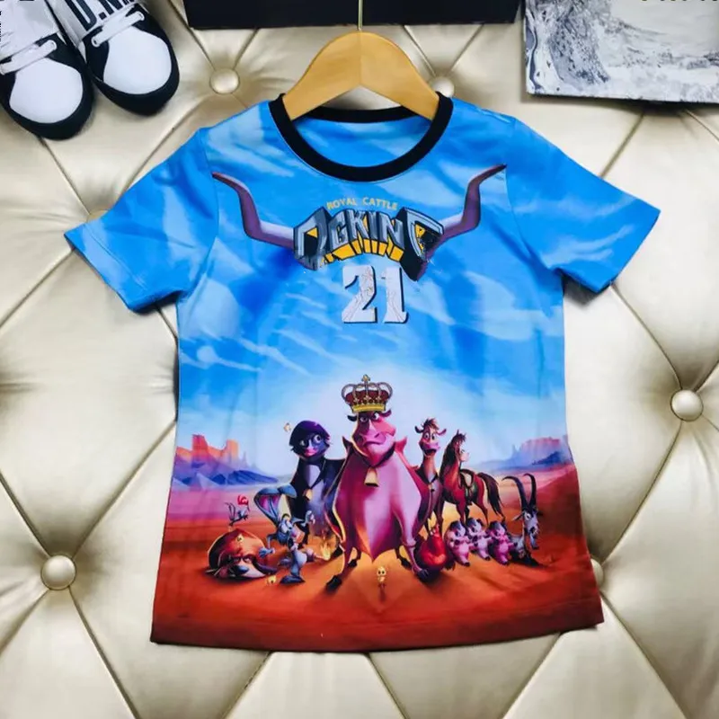 

High-end children's clothing cotton t-shirt summer size boys 3-12 years old European and American cartoon short-sleeved shirt ch