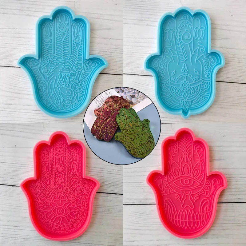 

Shiny Glossy Coaster Epoxy Resin Mold DIY Crafts Making Tools Palm Series Cup Mat Pad Casting Silicone Mould