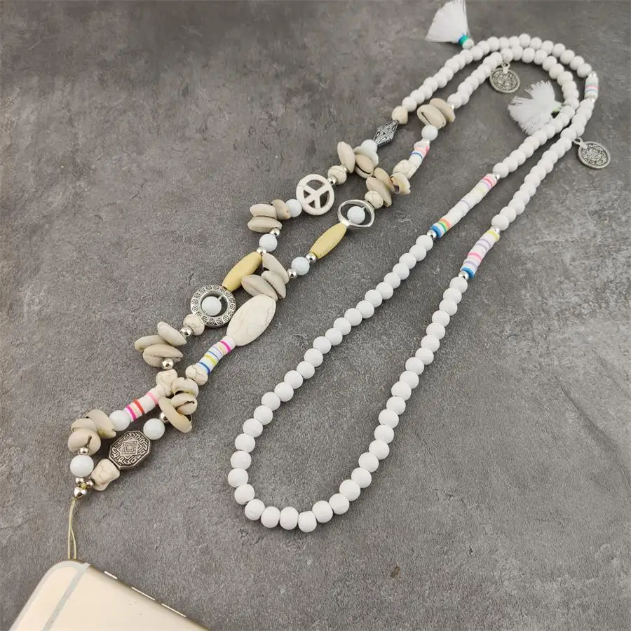 Шнурки для мобильных телефонов деревянные подвесные цепочка с ракушкой женские