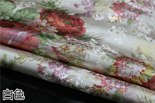 CF213 1 ярд фиолетовый пион китайский свадебное платье невесты ткань Cheongsam ткань фестиваль жаккардовые парчи DIY Ткань для шитья - Цвет: white