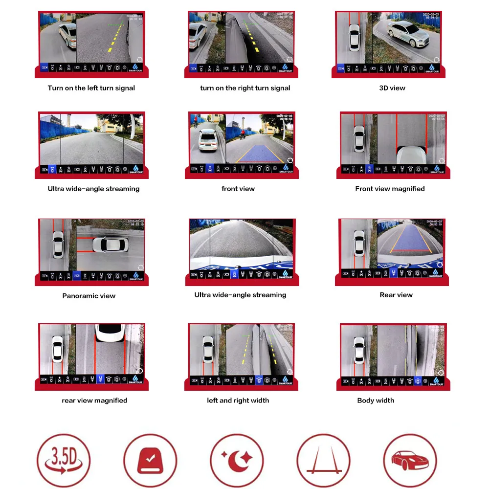 Система панорамной парковки SMARTOUR AHD 4K UHD 3.5D с углом обзора 360 градусов |