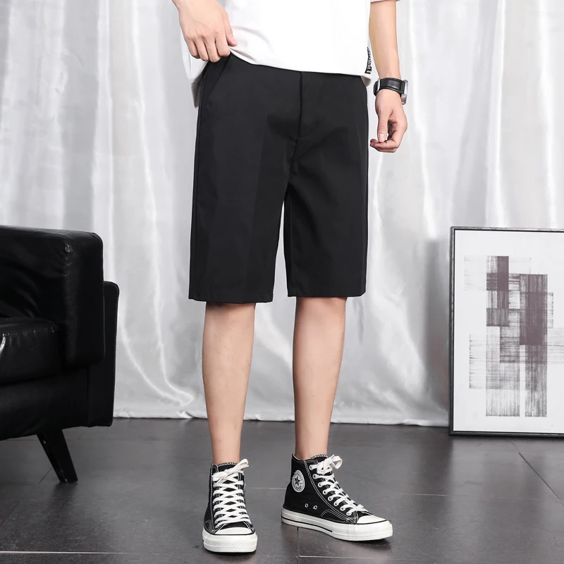 

2021New White Fifth business shorts Men Korean Style Running Sport Shorts for Men Casual Summer Waist Solid Shorts Clothing