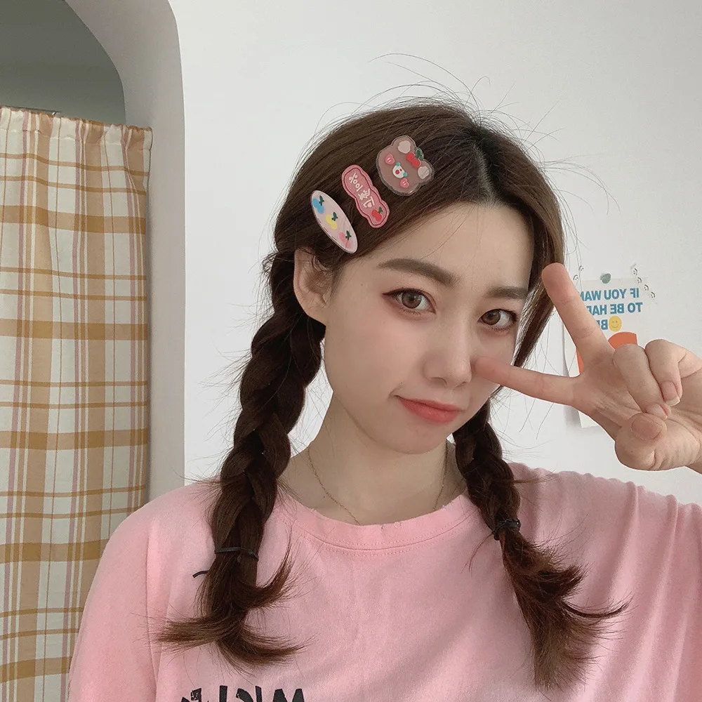

2021 New Kids Hairpins Set Cute Bear Transparent Waterdrop Hair Clip Children Cute Cartoon Hair Barrettes Girls Hair Accessories