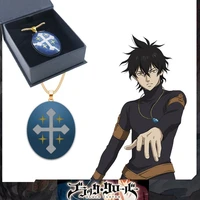 action anime black clover yuno necklac toys for children cosplay accessory blue magic stone necklace sweater chian pandents gift