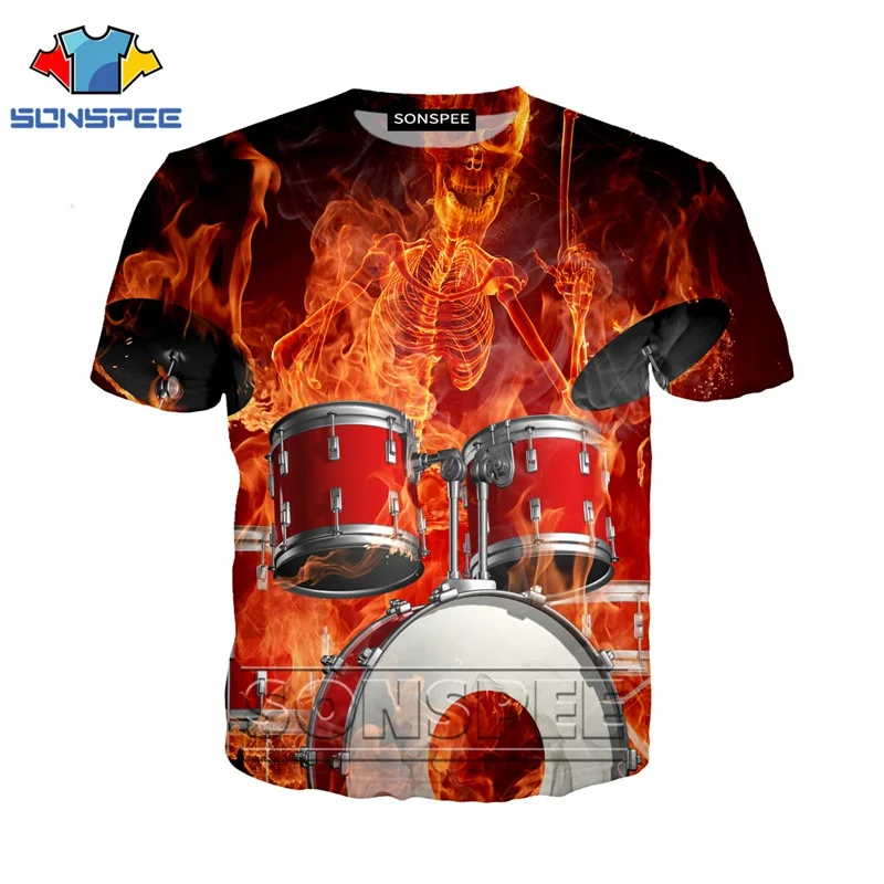 Anime 3d print funny music t shirt Men Women fashion t-shirt drum set sexy kids Harajuku top tee Funny shirts homme tshirt A48