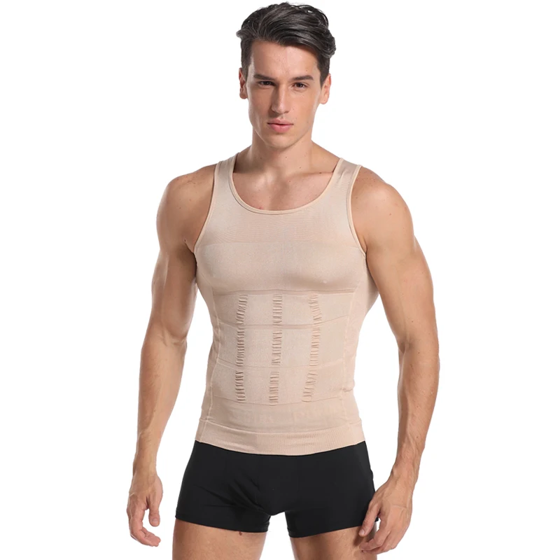 Be-In-shape мужской жилет для похудения форма тела r контроль живота осанка гинекомастия компрессионная рубашка Нижнее Белье Талии Тренажер корсет - Цвет: Бежевый