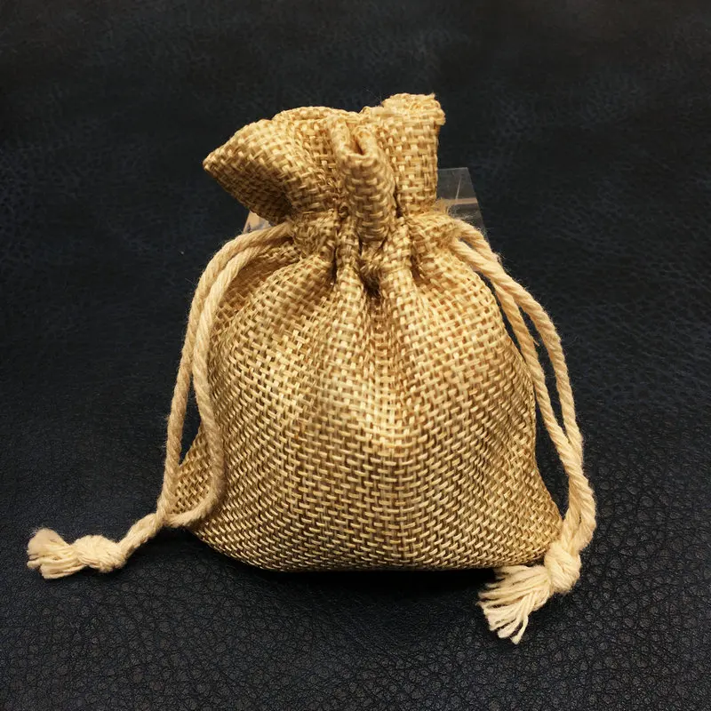 

50pcs 11x16cm Yellow Linen Bundle Mouth Drawstring Jewelry Bags Christmas gift bags