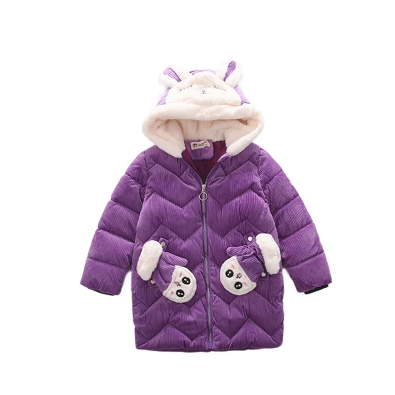 Детская зимняя куртка теплое пальто для девочек Толстая парка с капюшоном и