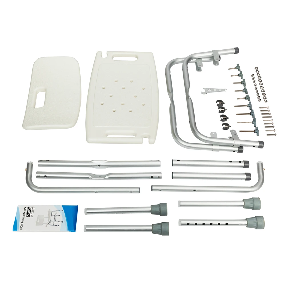 

Heavy-duty Aluminum Alloy Elderly Bath Chair with Backrest White