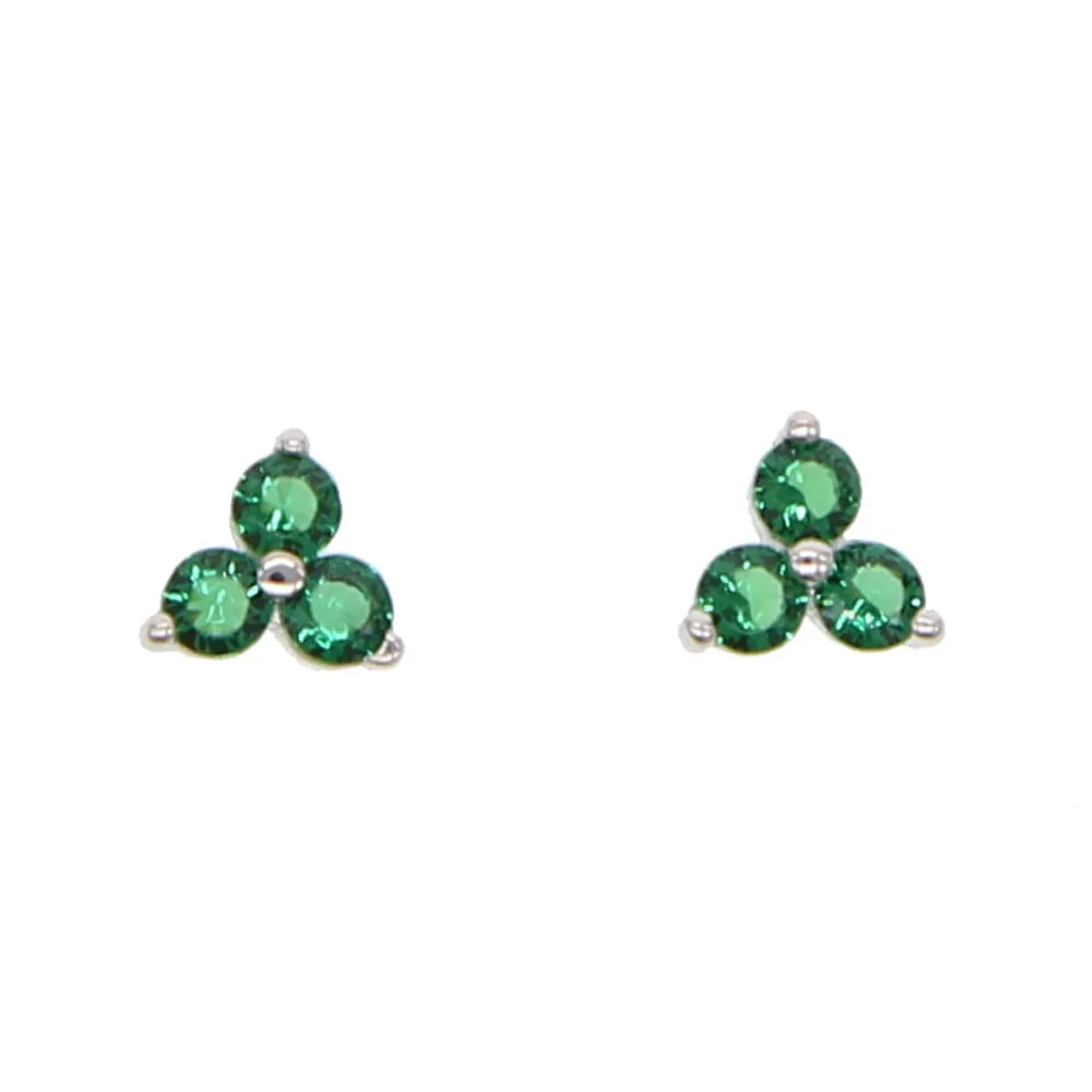 e215 green Минимальное серебро 925 пробы, ювелирные изделия, красные, синие, зеленые, белые радужные фианиты, камень, деликатный, изящный, второй, красочные, Кластерные серьги-гвоздики - Окраска металла: e215 green