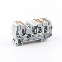 terminal block din rail mount pt 4 twin 3 conductors push in spring screwless feed through wire conductor 10pcs wire connector