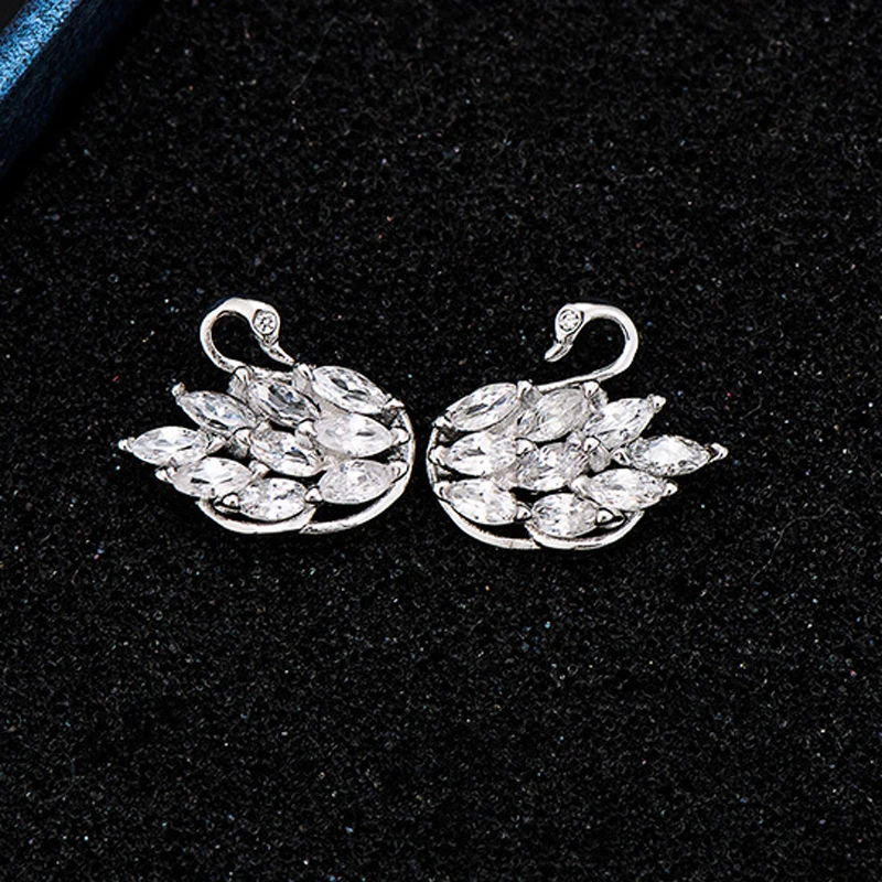 ELIfashion Fashion Crystal Swan Pendant Long Necklace & earrings Set Female Winter Sweater Chain Fo Women | Украшения и