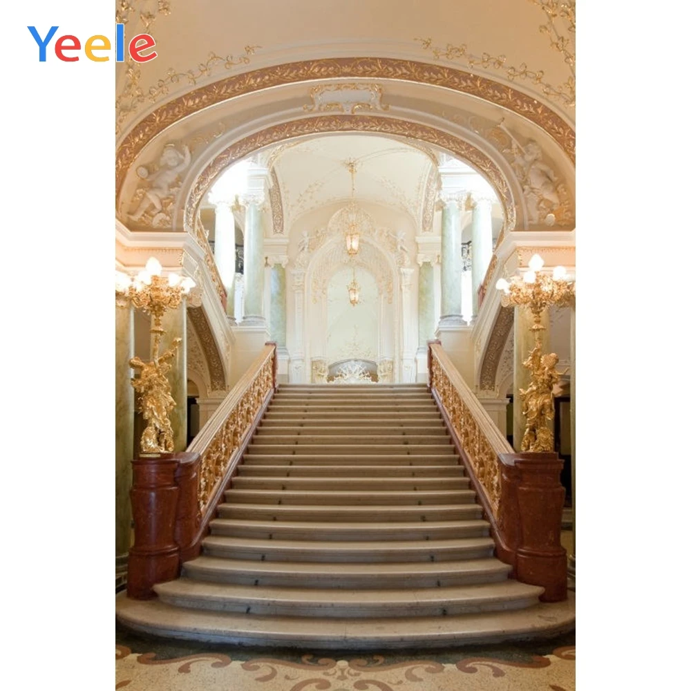 Фон для студийной фотосъемки с изображением королевского дворца лестницы люстры