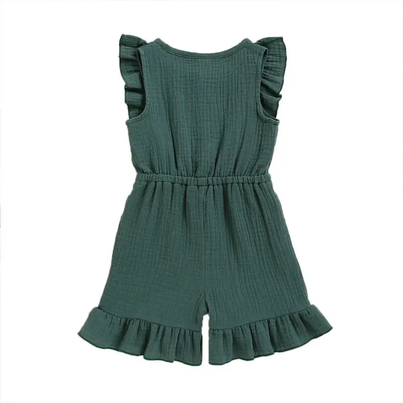 

Toddler Girls Sleeveless Ruffle One Piece Shorts Playsuit Summer Casual Romper