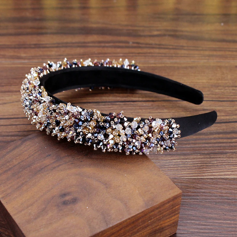 Обруч для волос ручной работы Женский элегантный обруч с фиолетовыми бусинами и