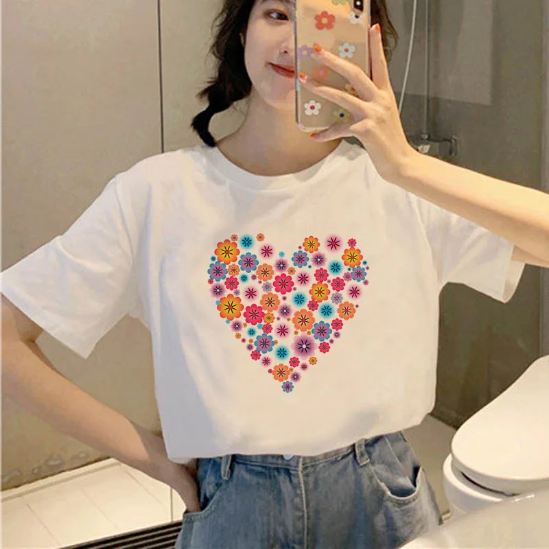 

2021 Summer Women T-shirt Love Theme Printed Tshirts Casual Tops Tee Vintage Vogue Girl Ullzang Mujer_T-Shirt